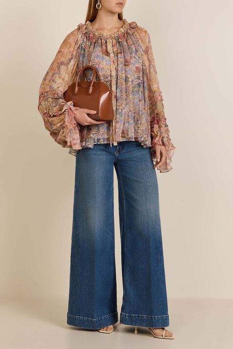 חולצת משי בהדפס פרחוני ZIMMERMANN